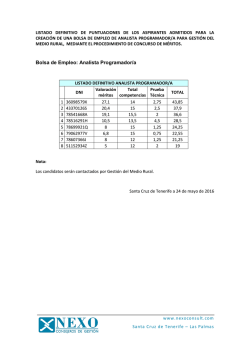 Bolsa de Empleo: Analista Programador/a