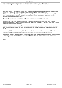 Inseguridad, principal preocupaci&Atilde;&sup3;n de los