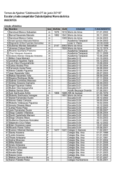 Escolar y todo competidor Club de Ajedrez Morro de Arica INSCRITOS