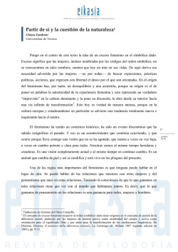 Chiara Zamboni Partir de s&iacute; y la cuesti&oacute;n de la naturaleza, pp. 15-26.