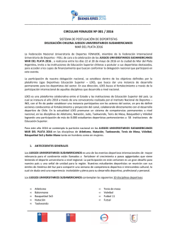 Ciruclar FENAUDE 1 2016 Convocatoria JJSSUU Mar del Plata 2016