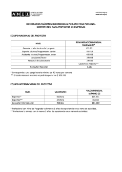 HONORARIOS M&Aacute;XIMOS RECONOCIBLES POR ANII PARA
