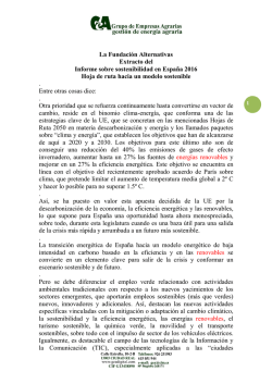 RESUMEN SOBRE EL Informe sobre sostenibilidad en Espa&ntilde;a 2016