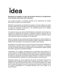 Declaraci&oacute;n de respaldo a la labor del Secretario