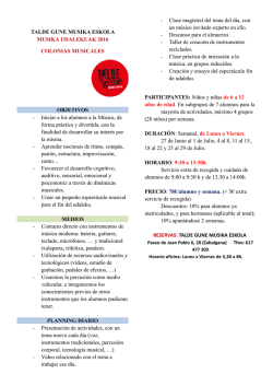 TALDE GUNE MUSIKA ESKOLA MUSIKA UDALEKUAK 2016
