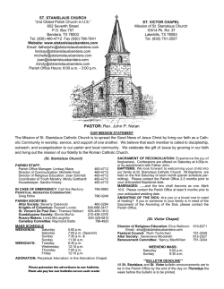 PASTOR: Rev. John P. Nolan - St. Stanislaus Catholic Church