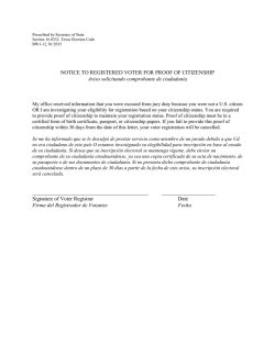 Notice to Registered Voter for Proof of Citizenship