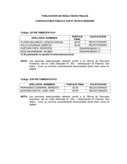 PUBLICACION DE RESULTADOS FINALES CONVOCATORIA