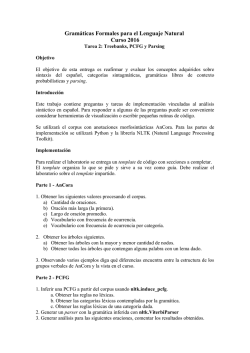 Gram&aacute;ticas Formales para el Lenguaje Natural Curso 2016