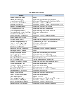 Lista de Alumnos Aceptados - Centro de Ciencias Matem&aacute;ticas UNAM