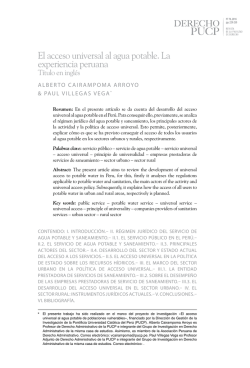 El acceso universal al agua potable. La