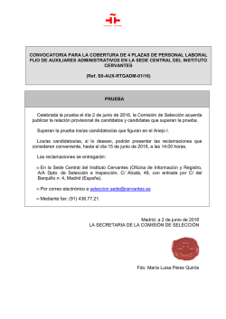 Relaci&oacute;n provisional de candidatos/as que superan la prueba del
