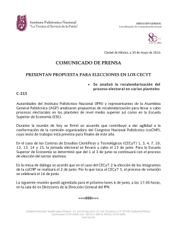 COMUNICADO DE PRENSA - Instituto Polit&eacute;cnico Nacional