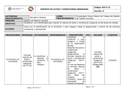REPORTE DE ACTOS Y CONDICIONES INSEGURAS Codigo: GH