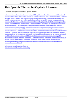 Holt Spanish 2 Recuerdos Capitulo 6 Answers