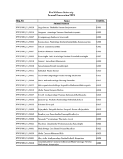 Reg. No Name Seat No. Uva Wellassa University General