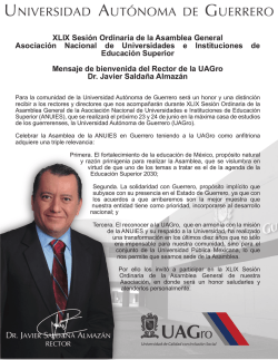 Bienvenida UAGro - xlix Sesion ANUIES-.UAGRO