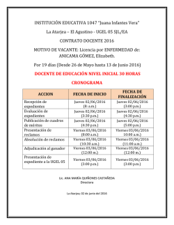 Plaza vacante IE N&deg; 1047 Juana Infantes Vera Inicial