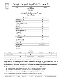 Calendario de Ex&aacute;menes - Colegio Miguel Angel de Taxco A. C.
