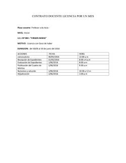 Plaza vacante IE N&deg;084 Virgen Mar&iacute;a Inicial