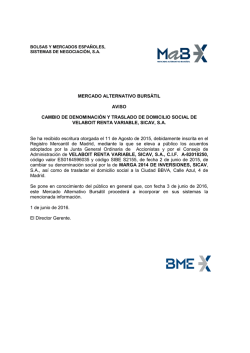 mercado alternativo burs&aacute;til aviso cambio de denominaci&oacute;n y