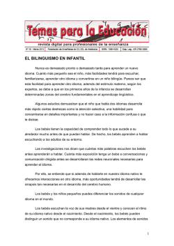 el bilinguismo en infantil - Federaci&oacute;n de Ense&ntilde;anza de CC.OO. de