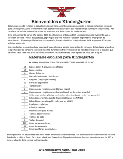&iexcl;Bienvenidos a Kindergarten! - Travis Heights Elementary School