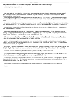 Dupla brasile&Atilde;&plusmn;a de voleibol de playa a semifinales