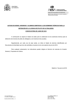 Convocatoria de Junio - Agencia Estatal de Seguridad A&eacute;rea