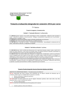 Temario 7&deg; B&aacute;sico - Colegio Sao Paulo 2016