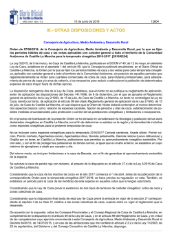 Orden de Vedas de Castilla-La Mancha 2016-17