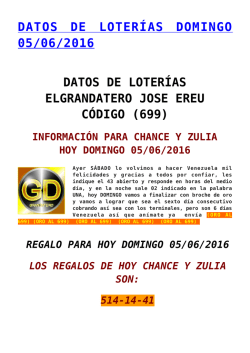 DATOS DE LOTER&Iacute;AS DOMINGO 05/06/2016