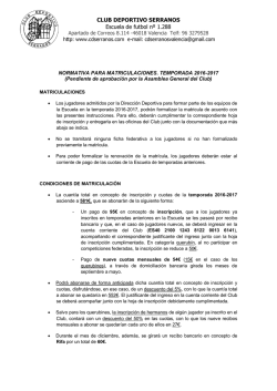 Inscripci&oacute;n Temporada 16-17