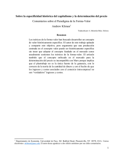 Sobre la especificidad hist&oacute;rica del capitalismo y