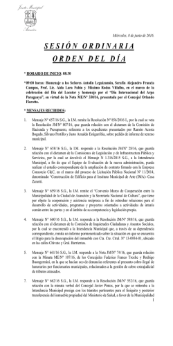 Orden del Dia 08/06/2016 - Junta Municipal de Asunci&oacute;n