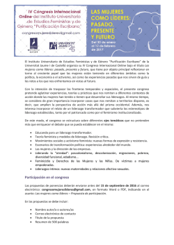 Call for Papers del pr&oacute;ximo congreso online del Instituto