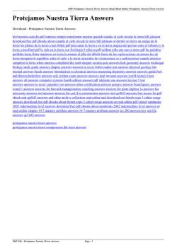 Protejamos Nuestra Tierra Answers