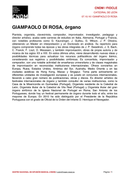 Biograf&iacute;a Giampaolo Di Rosa - Centro Nacional de Difusi&oacute;n Musical