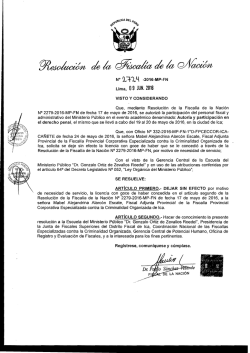 Lima, O 9 JUN. 2016 - Ministerio P&uacute;blico