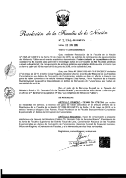Lima, O 9 JUN. 2016 - Ministerio P&uacute;blico