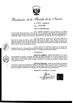 Lima, O 9 JUN. 2016 - Ministerio P&uacute;blico