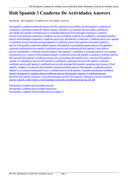 Holt Spanish 3 Cuaderno De Actividades Answers