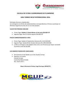 Fechas de pago de Participaci&oacute;n Torneo