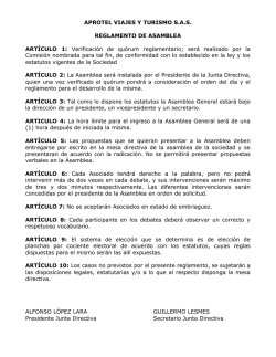 APROTEL VIAJES Y TURISMO SAS REGLAMENTO DE ASAMBLEA