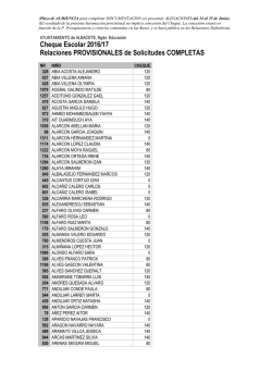 Cheque Escolar 2016/17 Relaciones PROVISIONALES de