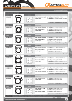 especificaciones de apriete