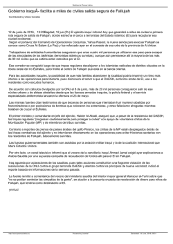 Gobierno iraqu&Atilde;- facilita a miles de civiles salida segura de Fallujah