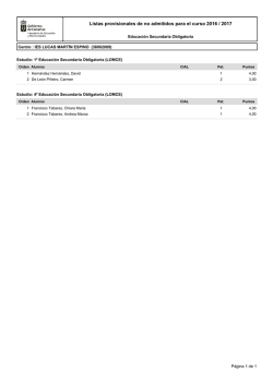 Listas provisionales de no admitidos para el curso 2016 / 2017