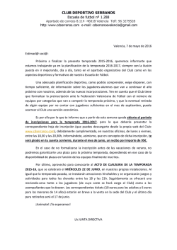 Carta Preinscripci&oacute;n 2016-17