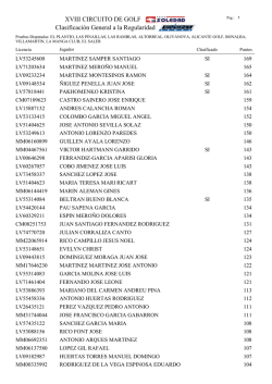 XVIII CIRCUITO DE GOLF Clasificaci&oacute;n General a la Regularidad